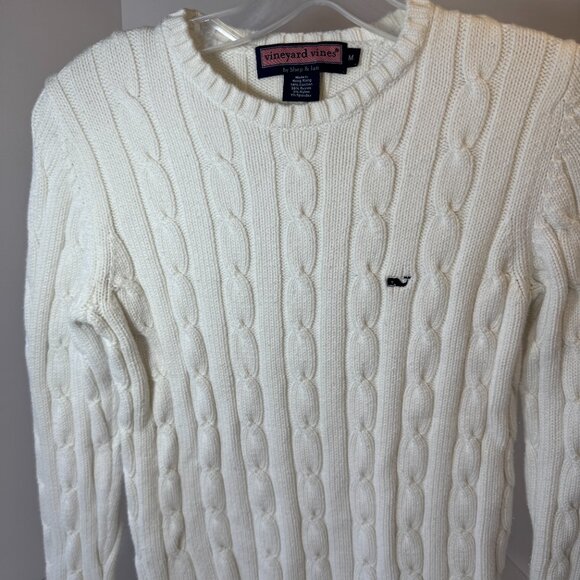 VINEYARD VINES CREW NECK CABLE KNIT SWEATER White size MED - Picture 5 of 12